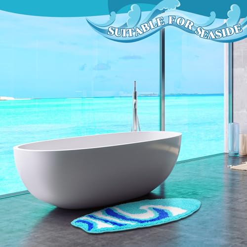 Drydiet Surfboard Bathroom Rug Summer Beach Door Mat Bath Mat for Shower Bathroom Decoration Surfboard Wave Non Slip Washable Bath Rug for Shower - style: Surfboard