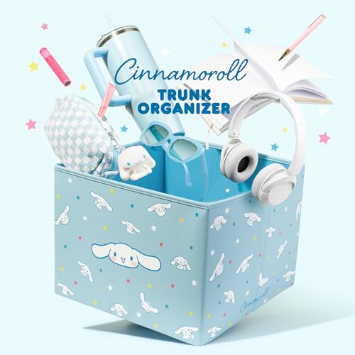 Sanrio Cinnamoroll Car Trunk Organizer and Storage Bin - Collapsible Simple Compartment Convenient Heavy Duty, Fold Up for Easy Storage Box, Automotive Seat Cargo Groceries Tools - 12.5L x 12.5W x 9H - style: Organizer Cinnamoroll