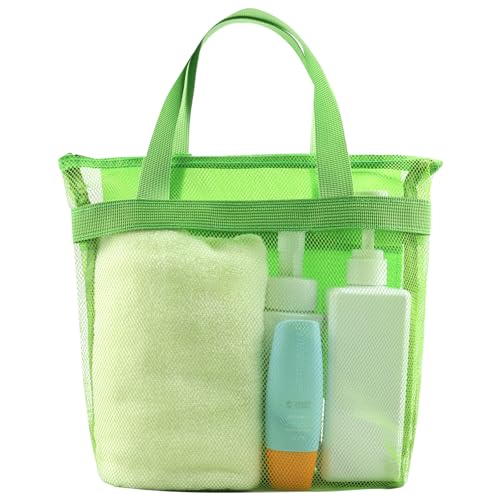 Mesh Shower Caddy, Portable Shower Bag, Quick-Dry Hanging Caddy Bath Organizer with Zipper, Toiletry Bag Essentials for Camping Travel College Dorm Room Gym (Green) - color: Green