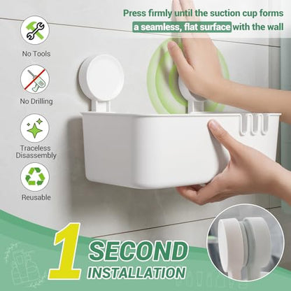 LUXEAR Shower Caddy Suction Cup Shower Basket 2 Pack, NO-Drilling Removable Plastic Shower Shelf Organizer for Bathroom Storage & Kitchen Max Hold 22lbs,Waterproof,One Second Installation Shower Rack - size: 2 pack