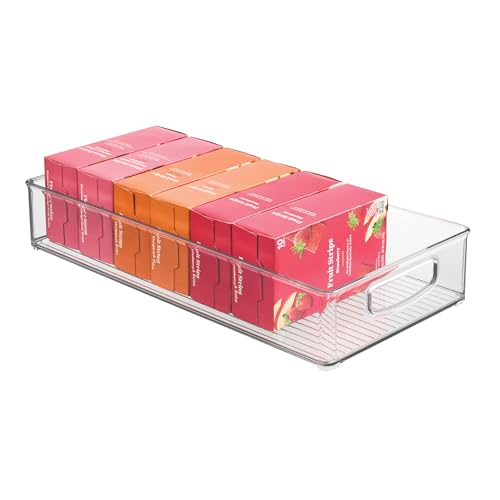 iDesign Stackable Clear Plastic Extra Long Pantry Organizers | Cabinet Storage Bins, For Kitchen - size: 16 x 8 x 3, style: Pack of 1