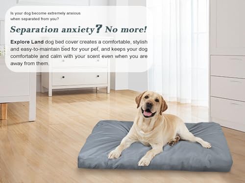 Explore Land Scratch Resistance Dog Bed Cover Canvas Washable Dog Crate Pad Replacement Cover, 40Lx27Wx4H inch, Charcoal - color: Deep Gray, size: 40”Lx27”Wx4”H
