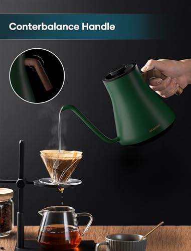 INTASTING Electric Kettles, Gooseneck Electric Kettle, ±1℉ Temperature Control, Stainless Steel Inner, Quick Heating, for Pour Over Coffee, Brew Tea, Boil Hot Water, 0.9L Hunter Green - color: Hunter Green