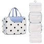 Bosidu Hanging Travel Toiletry Bag,Large Capacity Cosmetic Travel Toiletry Organizer for Women with 4 Compartments & 1 Sturdy Hook,Perfect for Travel/Daily Use/Christmas - color: Polka dot