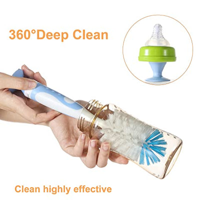 Chemimoso Multifunctional Cleaning Brush, Baby Bottle Brush, Bottle Brush Cleaner, Rotate The Suction Cup to Obtain The Small Bristle Brushes, Set X, Blue, Nylon and Nylon Brush - color: Blue 2