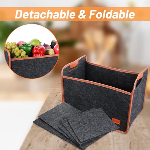2 Pack 12 Bottle Wine Tote Bag Insulated Thermal Padded Collapsible Wine Carrier with Handles Reusable Felt Storage Box for Travel, Picnic, Party (Dark Gray)