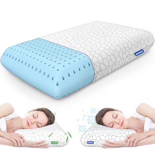 CushZone Memory Foam Pillows for Sleeping, Bed Pillow with Removable and Machine Washable Cover, Bed Pillow for Side, Back and Stomach Sleepers, Queen Size (1 Pack) - size: Queen Size