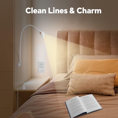 Wall Mounted Reading Light, Minimalist Headboard Mount Book Light, Dimmable LED with Lamp Head Switch Reading Lamp, USB-C Powered, CRI 95+ (4000K + Amber Nightlight) -White - color: White
