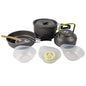 Camping Cookware Set Aluminum Nonstick Portable Outdoor Tableware Kettle Pot Cookset Cooking Pan Bowl for Hiking BBQ Picnic - color: Black