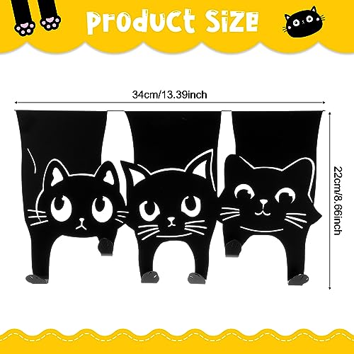 Maitys Black Cat Over the Door Hangers Metal Over the Door Hooks Towel Rack Coat Key Holder Black Cat Decor for Office Camper Rv Home Storage New Year Gift Decorations