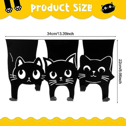 Maitys Black Cat Over the Door Hangers Metal Over the Door Hooks Towel Rack Coat Key Holder Black Cat Decor for Office Camper Rv Home Storage New Year Gift Decorations