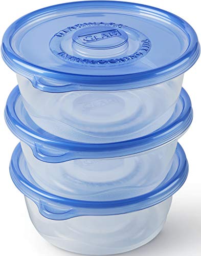 Glad GladWare Big Bowl Food Storage Containers with Lids, Large Round No BPA Plastic Containers for Soups, Salads, and Meal Prep, Lock Tight Seal, Microwave Dishwasher Safe, 48 Oz, 3 Count - 6 Pack - size: 3 Count (Pack of 6), style: Round
