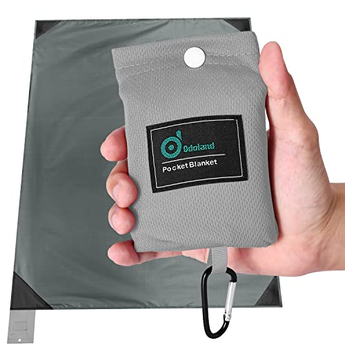 Odoland Sandproof Beach Blanket, Waterproof Portable Mat with Carry Pouch | 63“x43” Quick Drying & Foldable Lightweight Sand Free Beach Mat for Hiking, Camping, Travel, Grey - color: Gray, size: 43.3" x 63"(1-2 People)