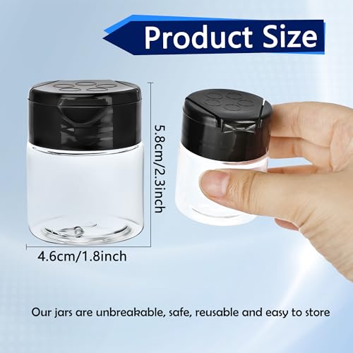 20 Pack 1 oz Plastic Spice Jars with Black Flip and Sift Caps Empty Spice Bottles Small Seasoning Containers for Camping Travel Kitchen