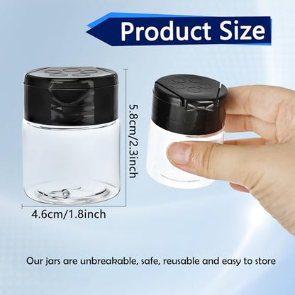 20 Pack 1 oz Plastic Spice Jars with Black Flip and Sift Caps Empty Spice Bottles Small Seasoning Containers for Camping Travel Kitchen