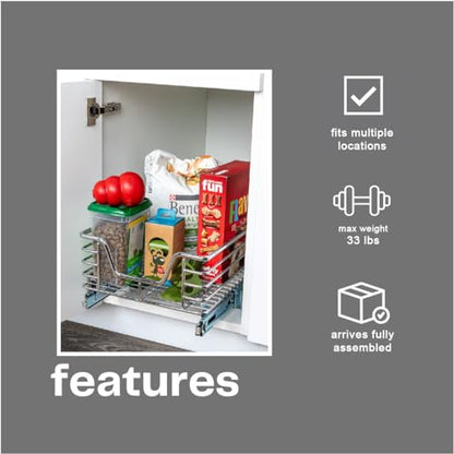 Household Essentials Chrome-Plated Steel Under-Cabinet Pull-Out Organizer - size: 11.5" - Standard, style: Single Tier