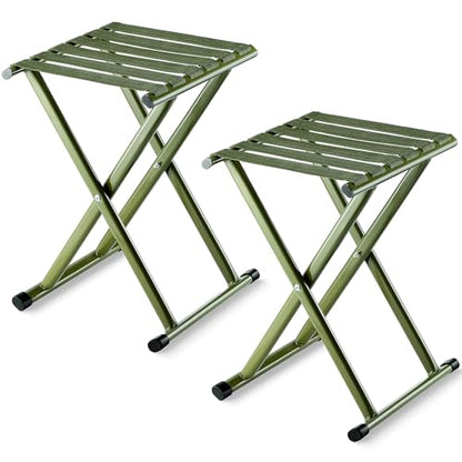 Menkxi 2 Pcs Folding Camping Stool Portable 17.8 Height Stool Lightweight Chair Foldable Camping Seat Hold up to 600 Lbs for Outdoor Walking Hiking Fishing Hunting Travel Gardening, Green