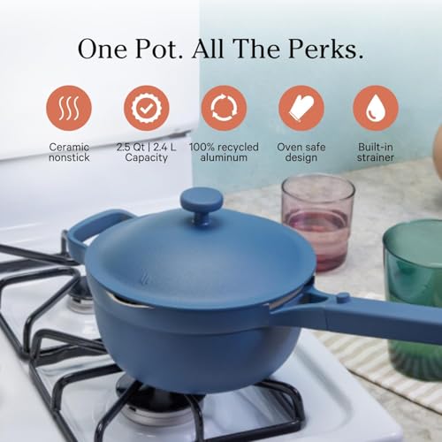 Our Place Mini Cookware Duo | 6-Piece Ceramic Cookware Set with Mini Always Pan & Mini Perfect Pot | Induction & Oven Safe up to 450°F | Nonstick, PFAS-Free Non-Toxic Cookware | Blue Salt - color: Blue Salt, size: Mini