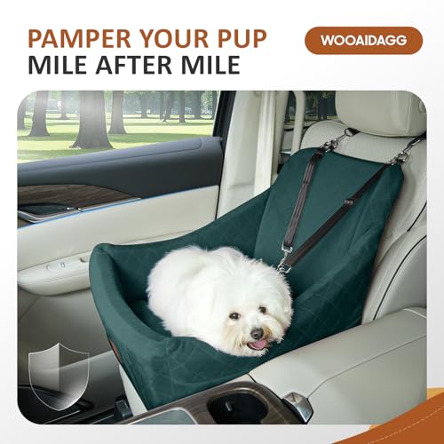 WOOAIDAGG Dog Car Seat for Medium Dogs, Pet Travel Bed with Seat Belt Channel, Fully Detachable and Washable, 3 Straps Easy to Install (Green) - color: Green