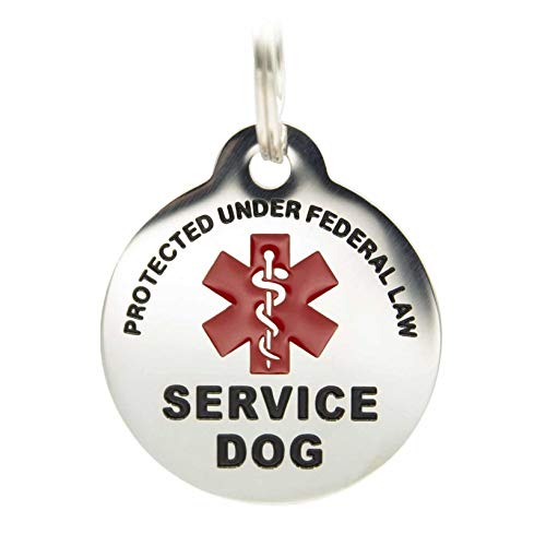 Engraved Service Dog Personalized with 4 Lines of Custom Engraved ID Stainless Steel Enameled - size: Regular