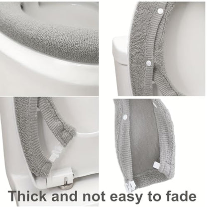 Bathroom Soft Thicker Warmer Stretchable Washable Cloth Toilet Seat Cover Pads (Gray/3pcs) - color: Gray X 3pack