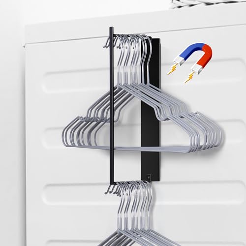 Magnetic Hanger Organizer Stacker,Clothes Hanger Storage Rack for for Adult or Child,Hanger Holder for Closet Laundry Room Washing Machine,Black - color: Black