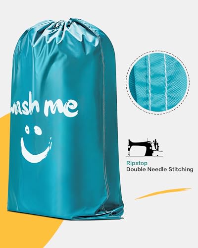 HOMEST 2 Pack XL Laundry Bags 28" x 40", Extra Large Dirty Clothes Organizer Holds 3-4 Loads, Machine Washable Drawstring Laundry Bag for Dorm, Camp, Laundromat, Family, Travel, Sky Blue - color: (Ⅰ-Wash me)Sky Blue