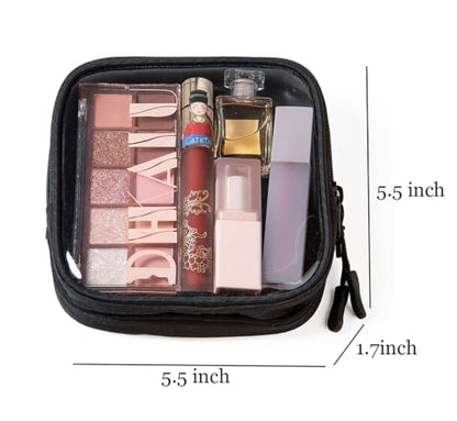 Small Clear Double Layer Pouch, Portable Makeup Bag, Mini Organizer for First Aid, Jewelry, Diaper Essentials, Snacks & Gifts(1)