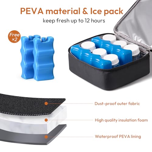 NCVI Breast Pump Bag, Double Layer Removable Pump Bag for Spectra S1, S2, Medela, Breast Pump Backpack with Ice Pack, Insulated Breast Milk Cooler Bag for Working Nursing Moms, Black - color: Black