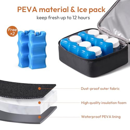 NCVI Breast Pump Bag, Double Layer Removable Pump Bag for Spectra S1, S2, Medela, Breast Pump Backpack with Ice Pack, Insulated Breast Milk Cooler Bag for Working Nursing Moms, Black - color: Black