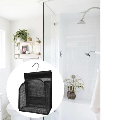 3 Pcs Mesh Shower Caddy, Mesh Shower Bag with Hanging Hooks, Portable College Dorm Bath Organizers, Black Shower Bags for Bathroom, Swimming, Travel