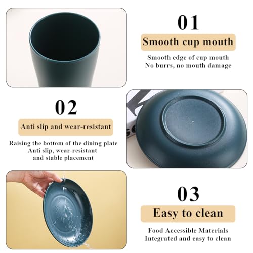 Evanda Camping Cutlery Set, Reusable Light Weight Mug, Plate and Stainless Steel Cutlery Set with Black Bag, Dishwasher Safe - color: 1.1 Person