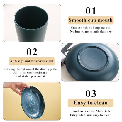 Evanda Camping Cutlery Set, Reusable Light Weight Mug, Plate and Stainless Steel Cutlery Set with Black Bag, Dishwasher Safe - color: 1.1 Person
