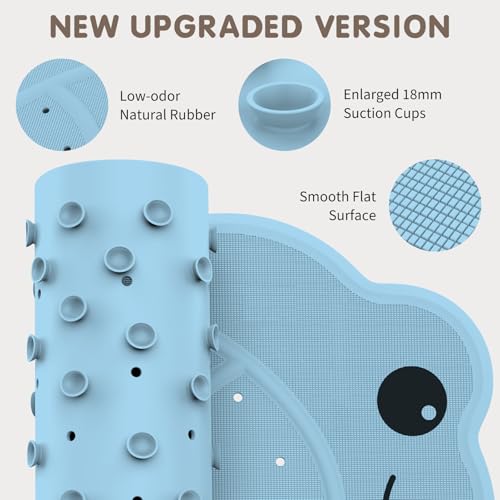 Upgraded Bathtub Mat Non Slip, Kids Bath Mat 30"x 18", Bath Mat for Tub Non Slip with Strong Suction and Textured Surface, Natural Rubber Latex Free PVC Free Safe for Baby, Frog Pattern, Blue - color: Blue