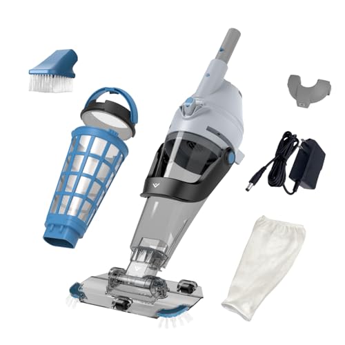 KOKIDO 2026 Rechargeable Cordless Pool Vacuum for Above Ground Pool, Stainless Steel Filter, 15GPM Flow Rate, 90mins, Dual Filters, 2 Vac Heads, Handheld Pool Cleaner Spot Clean Inground Pools, XV510 - style: 2x FILTER