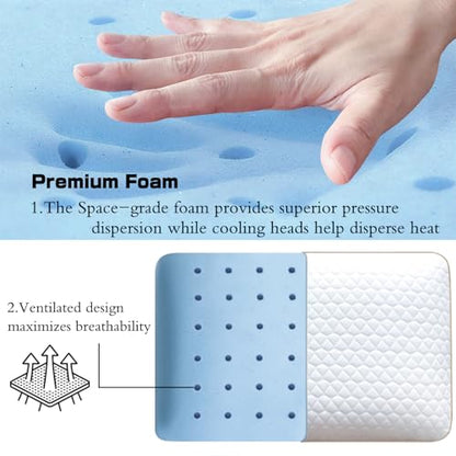 Memory Foam Pillows Standard Size, Medium Firm Pillow for Sleeping, Orthopedic Bed Pillow for Side, Back Sleepers, Ventilated Gel Foam Pillow with Washable Cover, 23.6" x 15.7"x 5.1" - size: Standard (Pack of 1)