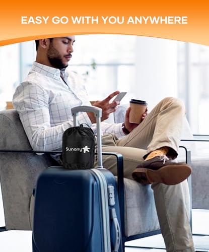 Sunany Travel Pillow, Upgraded Plane Pillow for Long Flights, Inflatable Neck Pillow Used for Airplanes,Cars,Buses,Trains,Office Napping with Eye Mask,Earplugs (Blue) - color: Blue (Head Heart-shape&sloping Base)