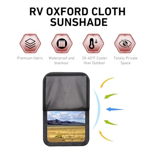 2 PCS RV Door Window Shade Covers, Sunproof Thermal Insulation Window Shades Cover, Windbreak Privacy Door Sunshade Accessories, for Campers, Travel Trailer, Motorhomes, Motorhome (Black)