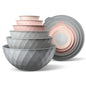 COOK WITH COLOR Mixing Bowls with Lids - 12 Piece Plastic Nesting Bowls Set includes 6 Prep Bowls and 6 Lids, Microwave Safe Mixing Bowl Set, Grey/Pink Diamond - color: Grey/Pink Diamond