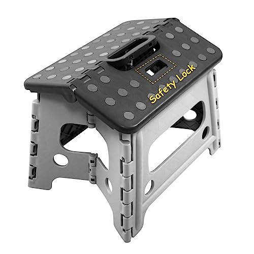 Child Step Stool for Kids and Toddlers Bathroom Sink – Foldable Safety Lock to Stable（ Grey ） - color: Only Grey