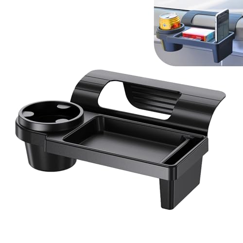 Car Window Storage Organizer, Multifunctional Car Window Water Cup Holder/Phone Phone Mount, Clip-on Car Door Hanging Box, Universal for Most Cars (Black #A) - color: Black #A