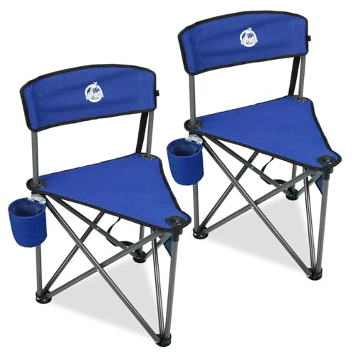 Northroad 2 Pack Tripod Camping Chairs, Portable 3 Legged Folding Tripod Stool Seat with Backrest, Small Compact Lightweight Tripod Chair for Adults Fishing Hunting - color: Blue