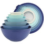 COOK WITH COLOR Mixing Bowls with TPR Lids - 12 Piece Plastic Nesting Bowls Set includes 6 Prep Bowls and 6 Lids, Microwave Safe (Blue) - color: Blue TPR Lids