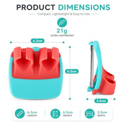 2 Finger Vegetable Peeler Easy Grip Safe Ergonomic Fruit & Potato Peeler for Arthritis Hands, Non Slip Kitchen Gadget for Carrots, Apples & Cucumbers with Stainless Steel Blade (Pink & Turquoise) - color: Pink & Turquoise