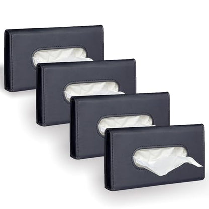 4Pack Car Tissue Holder, Sun Visor Napkin Holder, Premium PU Leather, Car Mask Holder for Sun Visor Vehicle, with Tissue Refill, Black - color: 4pack-black