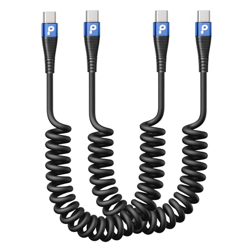 USB C Cable 100W 3FT Coiled USB C to USB C Charger Cable for Car, 2Pack Short Type C Cable Fast Charging Cable for iPhone 17/16/15/Plus/Pro Max/Samsung Galaxy S23, Compatible All Type C Devices,Blue - color: Blue, size: 3FT, style: USB C to USB C