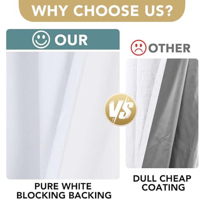 H.VERSAILTEX Linen Look 100% Blackout Curtains 63 Inches Long for Bedroom Rod Pocket 42 Inches Wide Linen Textured Thick Window Curtain Drapes with White Backing, Bright White, 2 Panels - color: Bright White, size: 42"W x 63"L (Pack of 2)