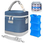Mancro Breastmilk Cooler Bag with Ice Pack, Insulated Baby Bottle Bag Fits 6 Bottles up to 9oz, Waterproof Breast Milk Storage Bag for Daycare, Travel, Nursing Moms,Blue & Grey - color: Blue Grey