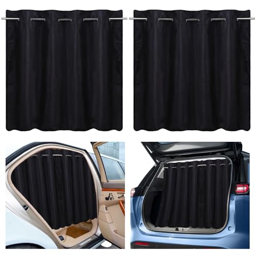 XCBYT Car Window Shades - Upgrade 2 Pack Car Privacy Curtians with Rods for Baby 99% Light Block Window Covers for Camping, Napping, Sleeping, Breastfeeding, Cloth Changing - color: Side(2-Pack, Rod-Mount)