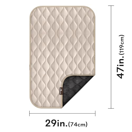Paw Inspired Washable Padded Crate Mats for Dogs | 47” x 29” Pad, Fits 48-inch Kennels | Leakproof, Waterproof Bottom, Plush Pet Beds (Tan) - color: Tan, size: 48 Inch